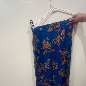 Floral Blue Wide-Leg Pants